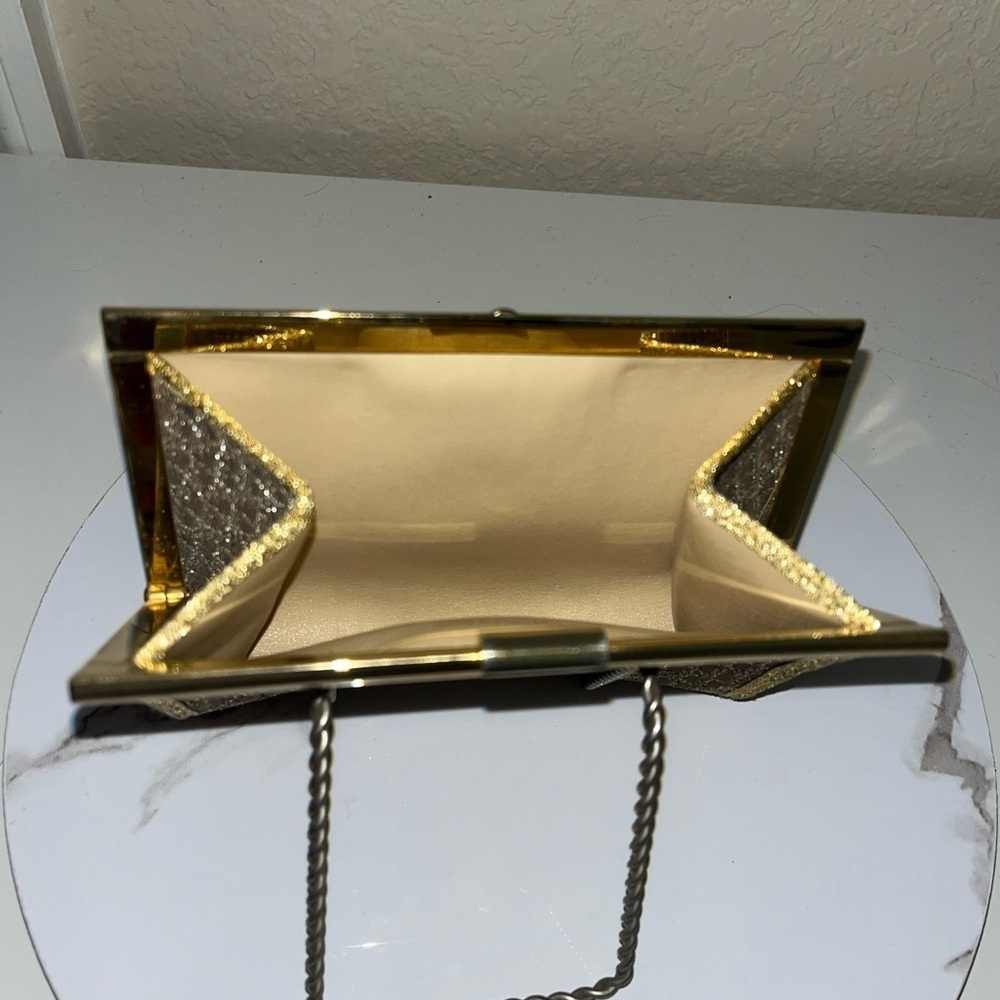 EXTREMELY RARE Vintage Christian Dior Brown & Gold Metallic Trotter Clutch - Picture 13 of 15